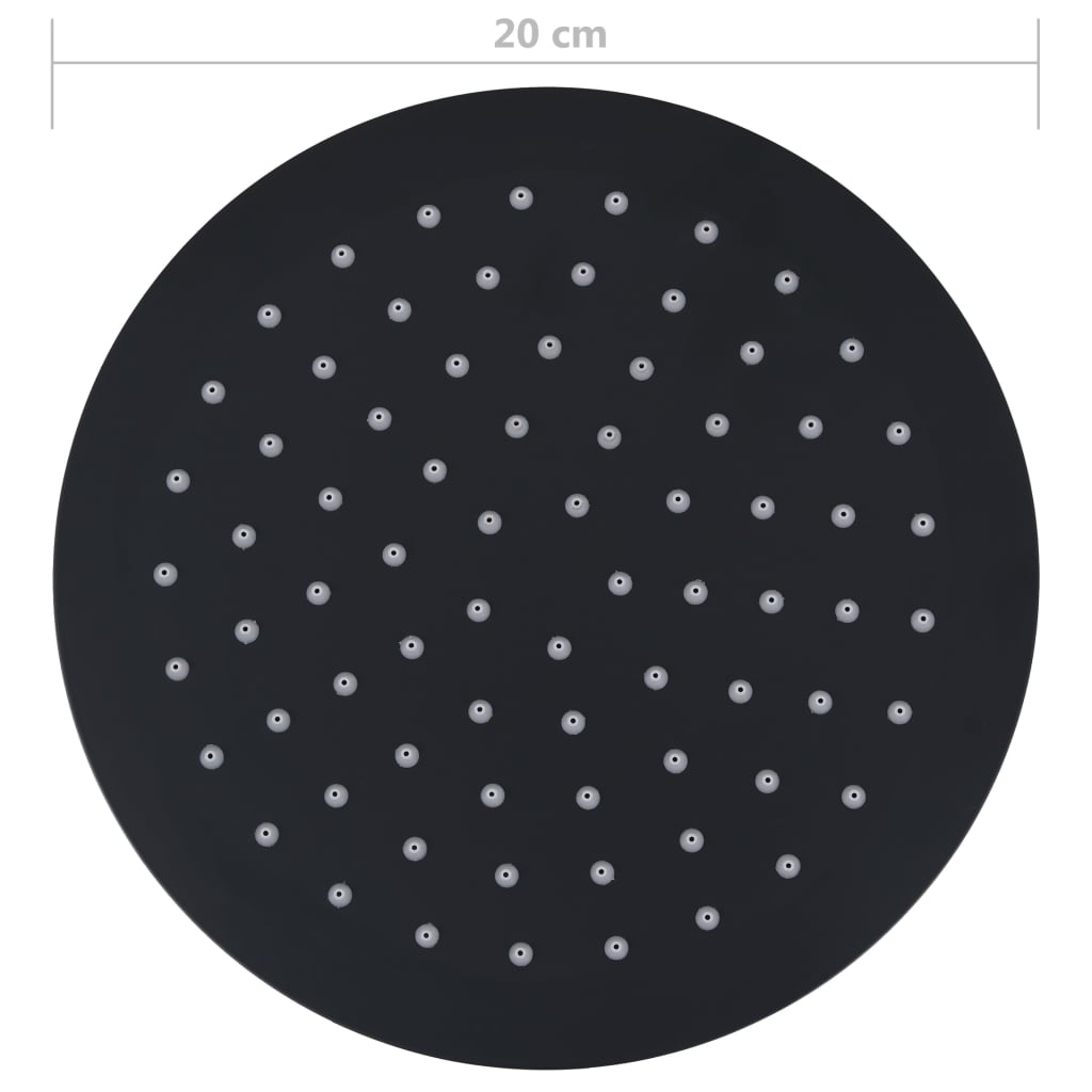 vidaXL Round Rain Shower Head 20 cm Stainless Steel Black