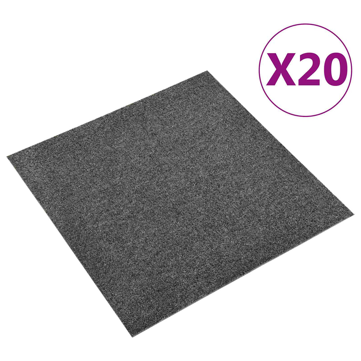 vidaXL Dalles de moquette 20 pcs Rayé Anthracite 50 x 50 cm 100% Polypropylène