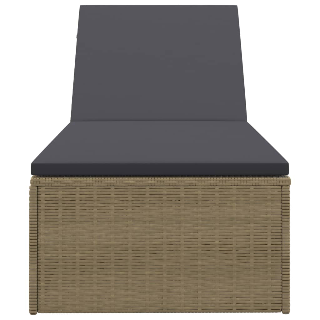 vidaXL Sun Lounger poly rattan brown and dark grey