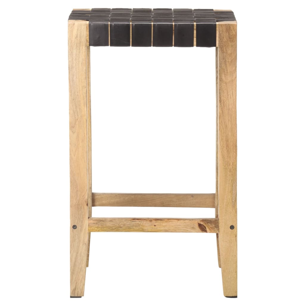 vidaXL Barkrukken 2 st 60 cm echt leer bruin