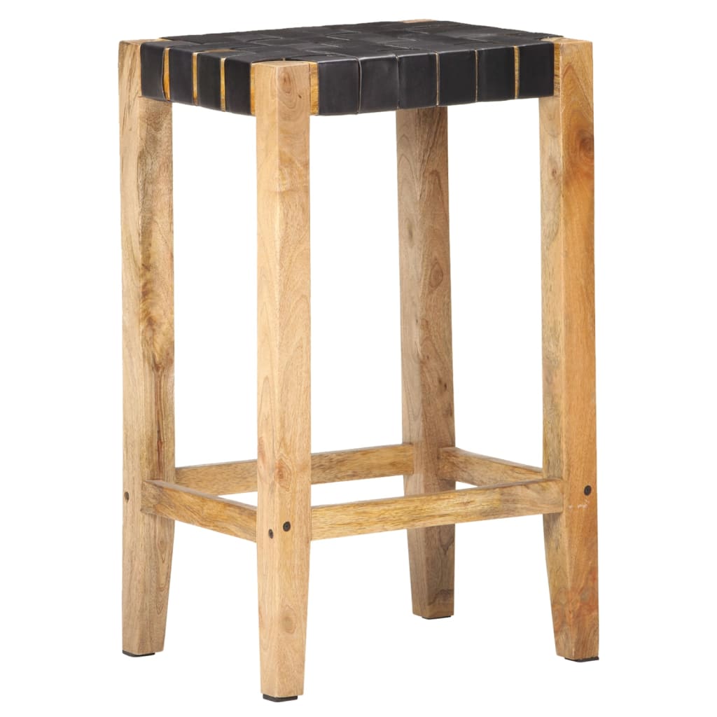 vidaXL Barkrukken 2 st 60 cm echt leer bruin