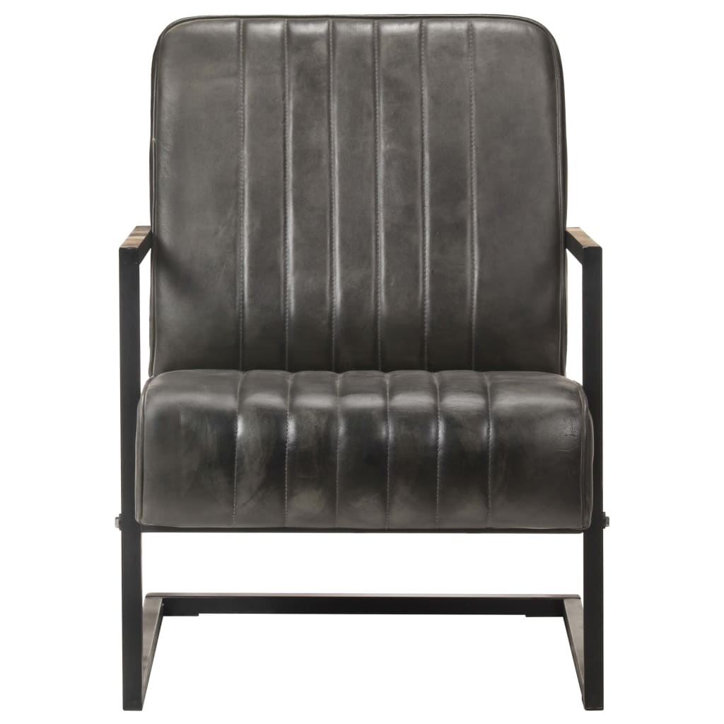 vidaXL Fauteuil echt leer verweerd grijs