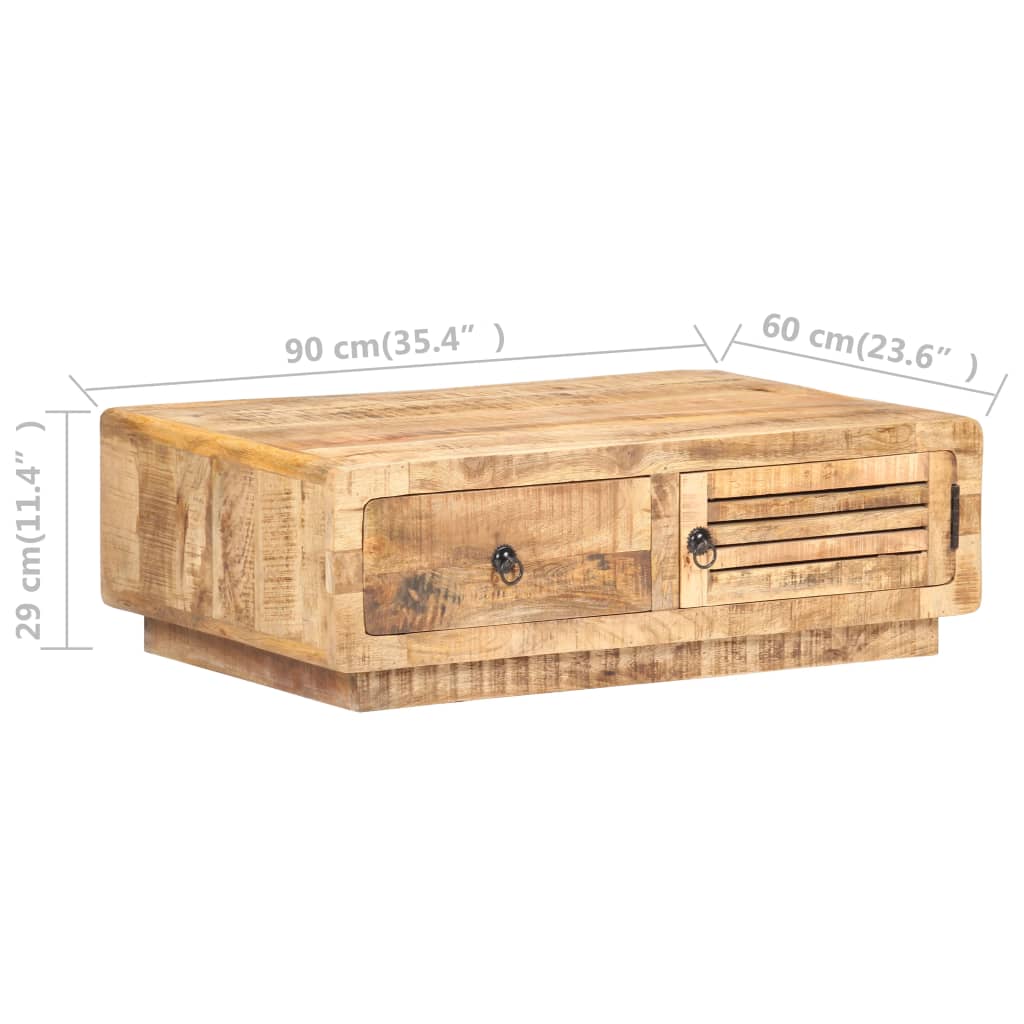vidaXL Salontafel 90x60x29 cm ruw mangohout