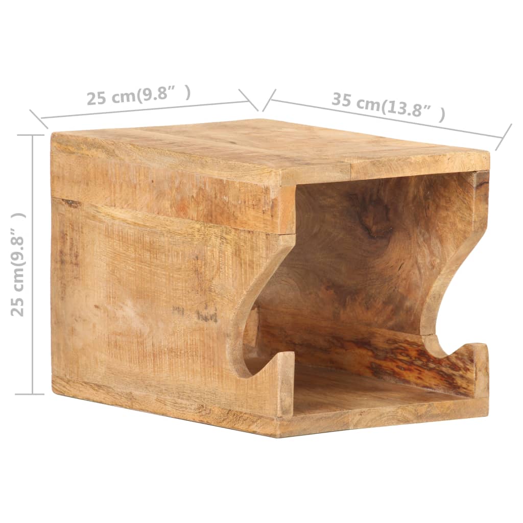 vidaXL Wandfietsenrek 35x25x25 cm massief ruw mangohout