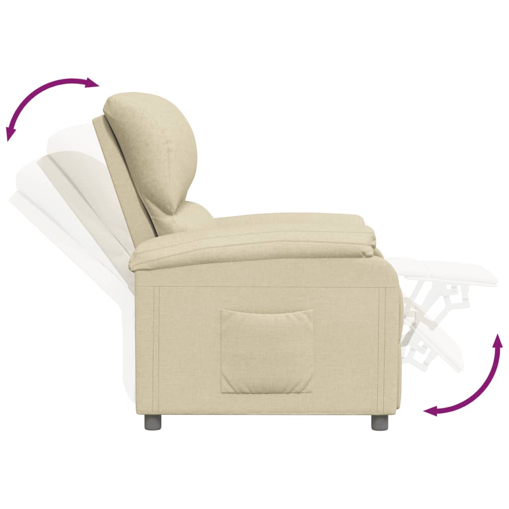 vidaXL Fauteuil verstelbaar stof crèmekleurig