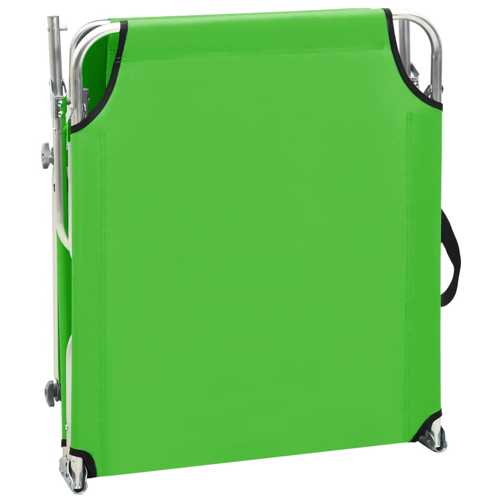 vidaXL Foldable Sun Lounger with Canopy Steel Apple Green