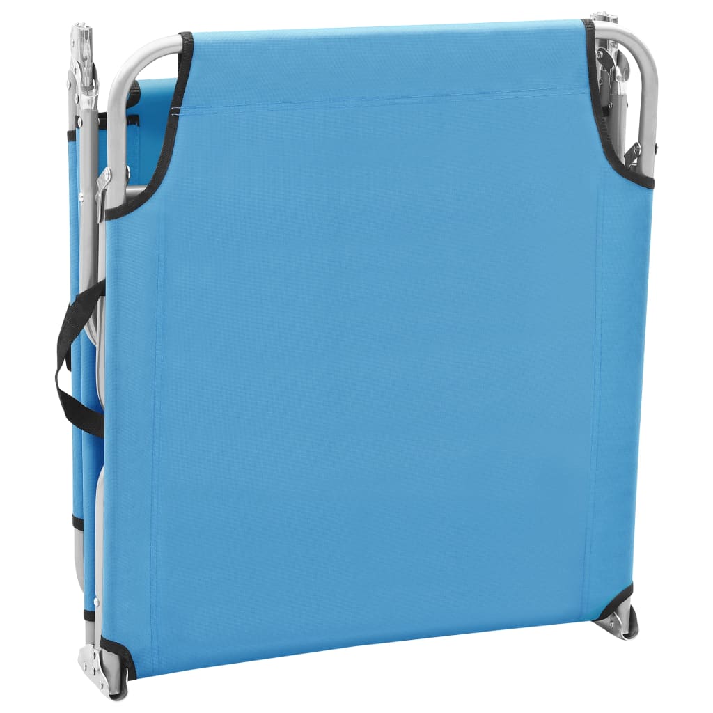 vidaXL Ligbed inklapbaar staal en stof turquoiseblauw