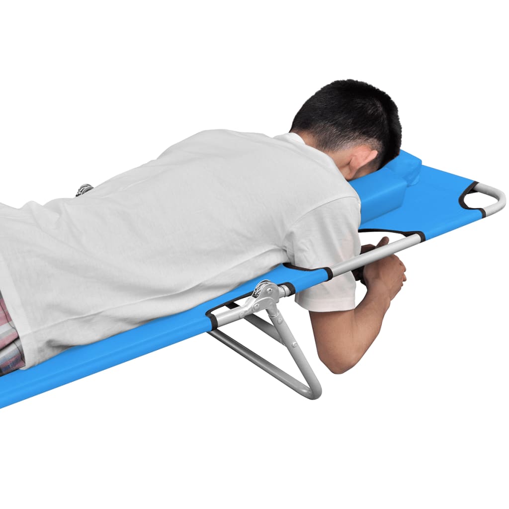 vidaXL Foldable Sun Lounger with Pillow Steel Turquoise