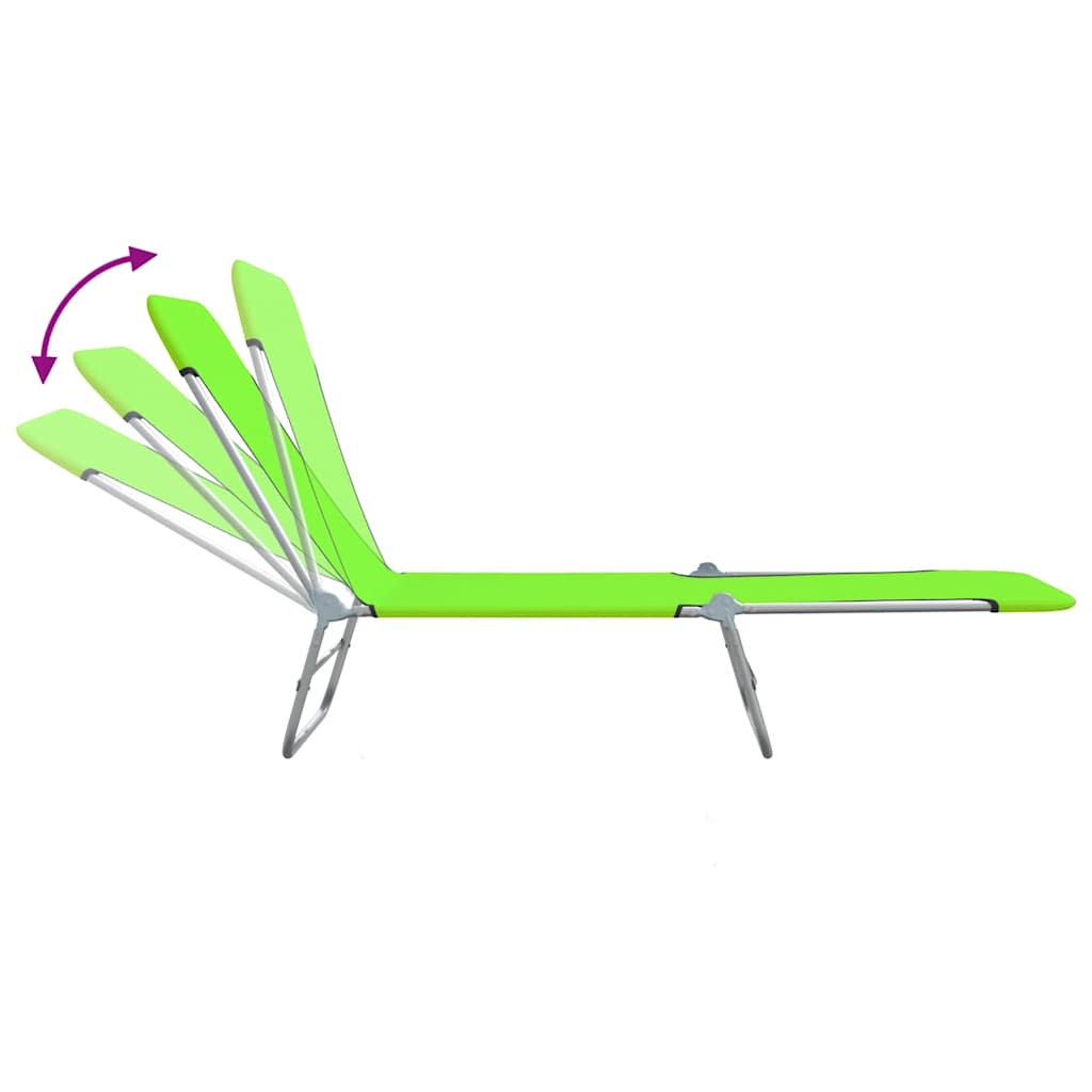 vidaXL Foldable Sun Loungers 2 pcs Steel and Fabric Green