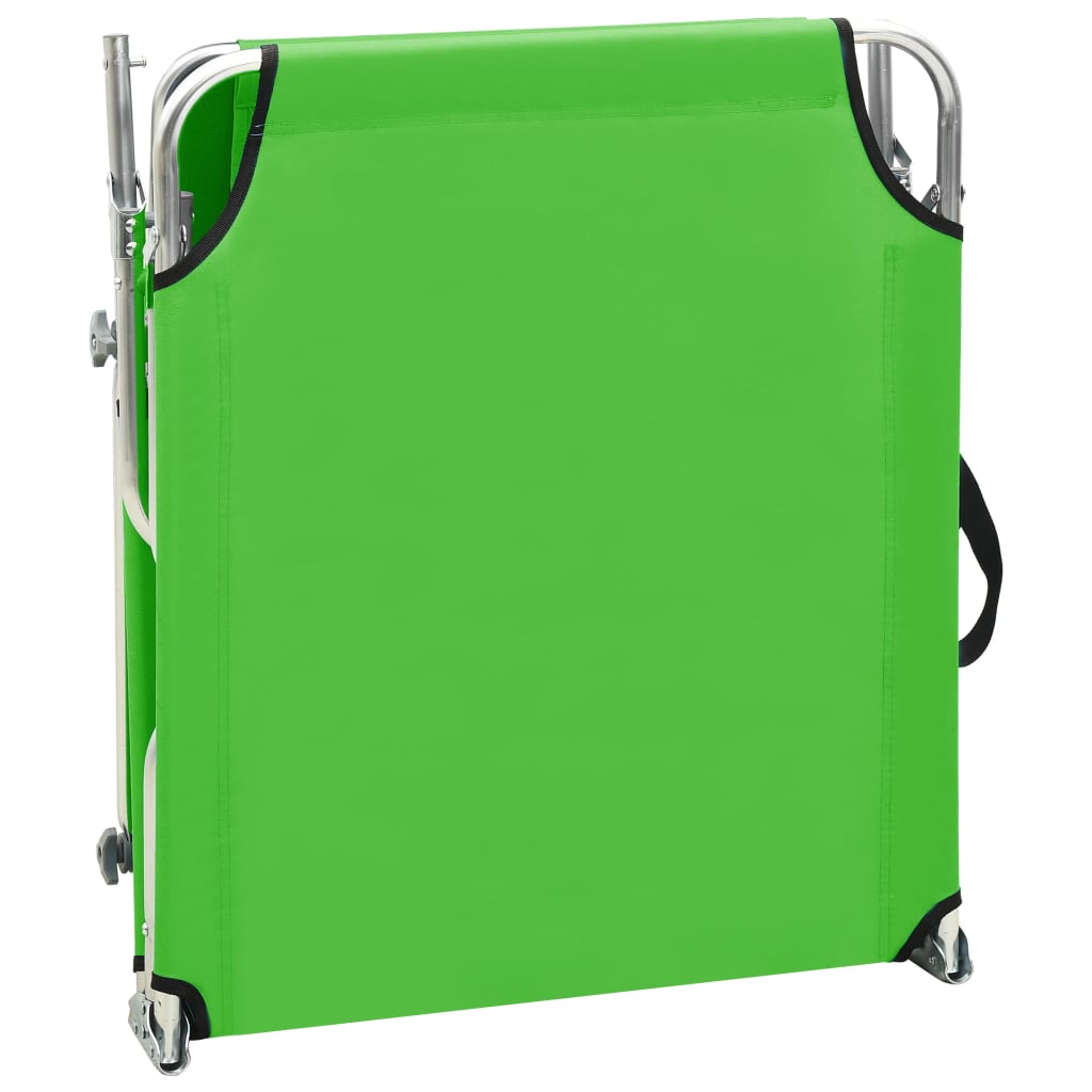vidaXL Ligbed inklapbaar met luifel aluminium groen