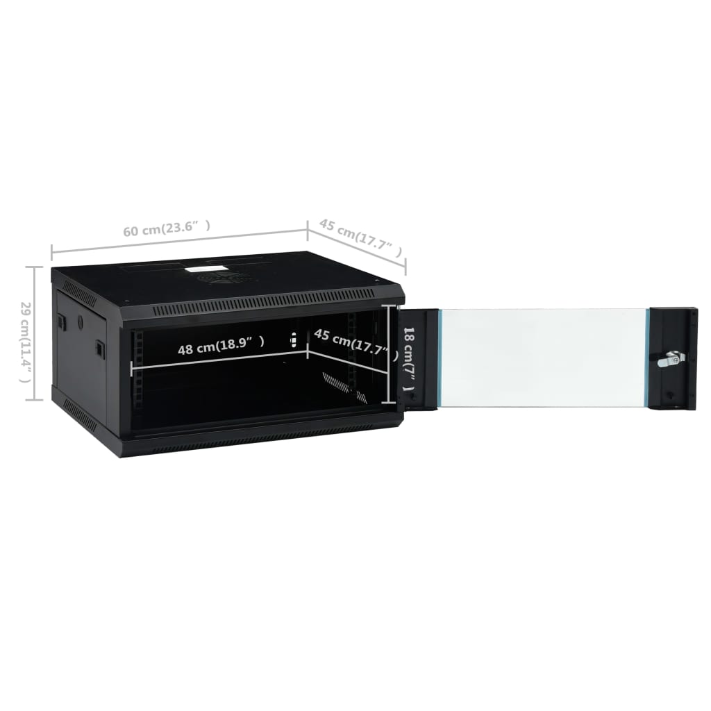 vidaXL Netwerkkast voor aan de muur 4U 19" IP20 600x450x285 mm