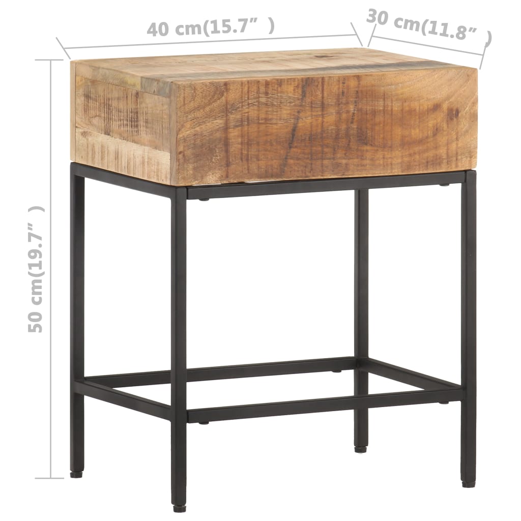 vidaXL Bijzettafel 40x30x50 cm massief ruw mangohout