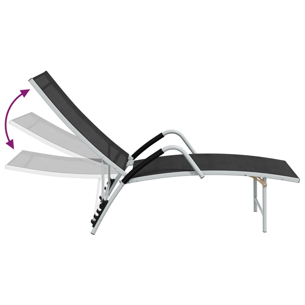 vidaXL Ligbed textileen en aluminium zwart