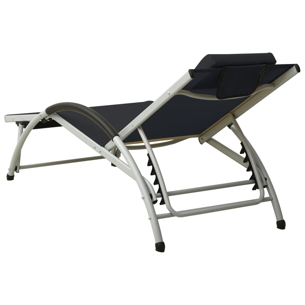 vidaXL Sun Lounger with Cushion Textilene Black