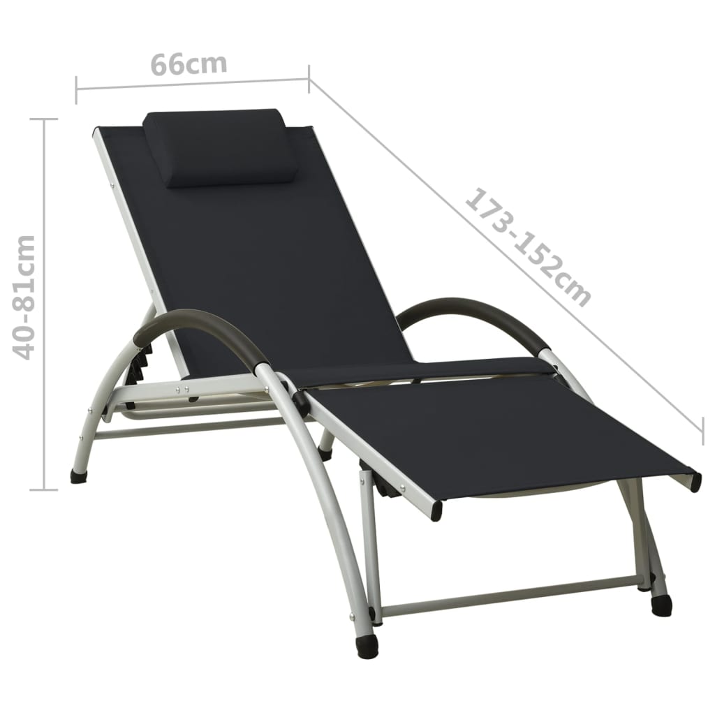 vidaXL Sun Lounger with Cushion Textilene Black