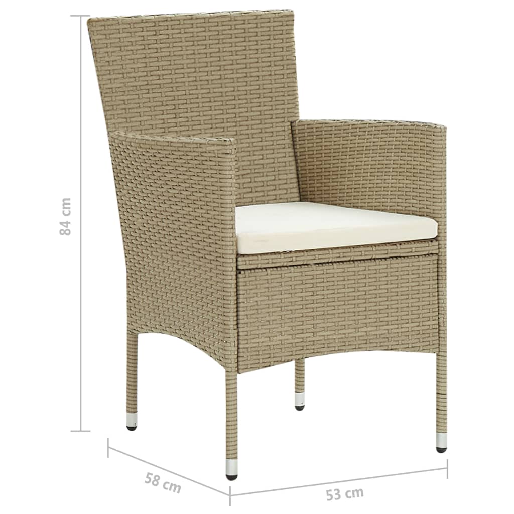 vidaXL Tuinstoelen 2 st poly rattan beige