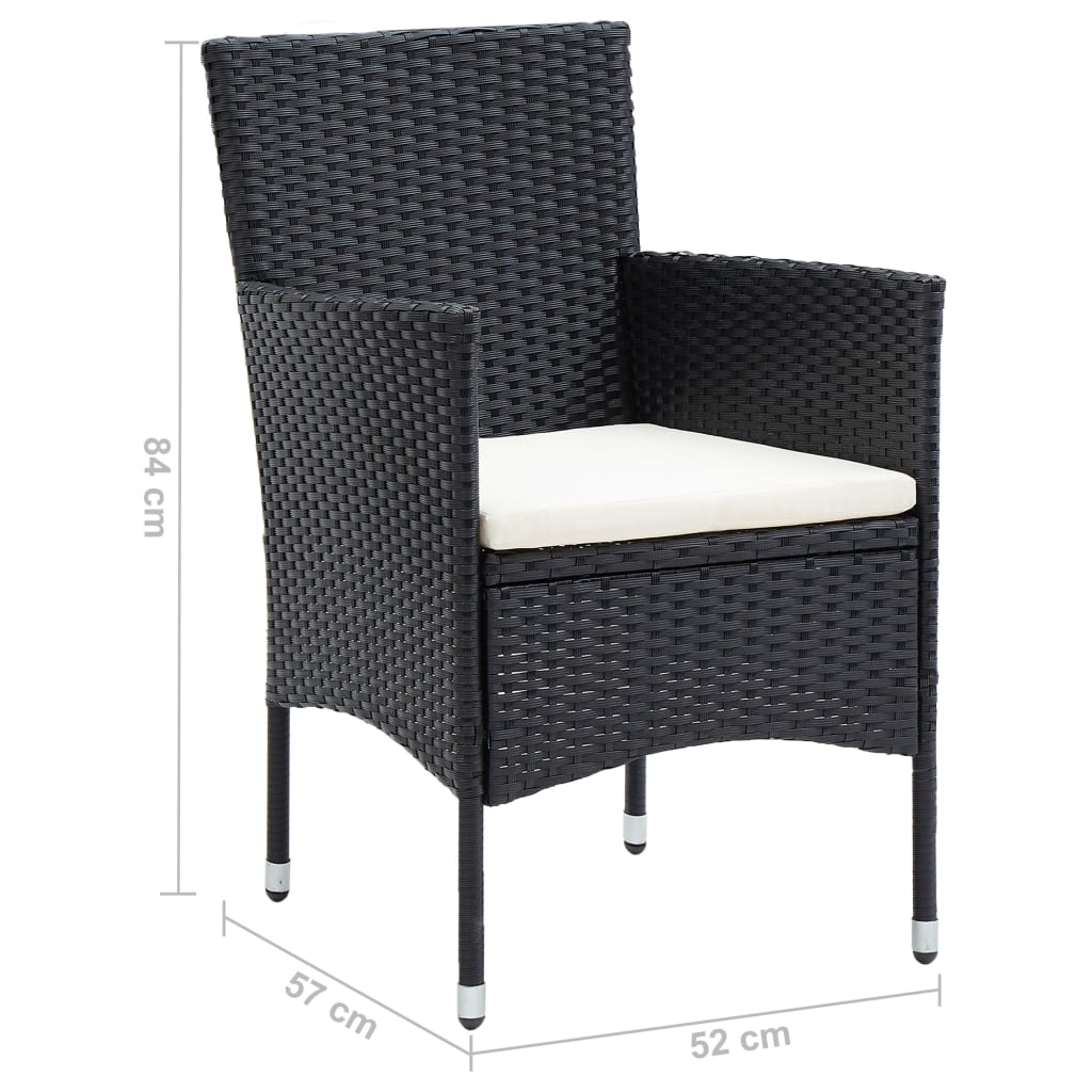 vidaXL Tuinstoelen 4 st poly rattan zwart