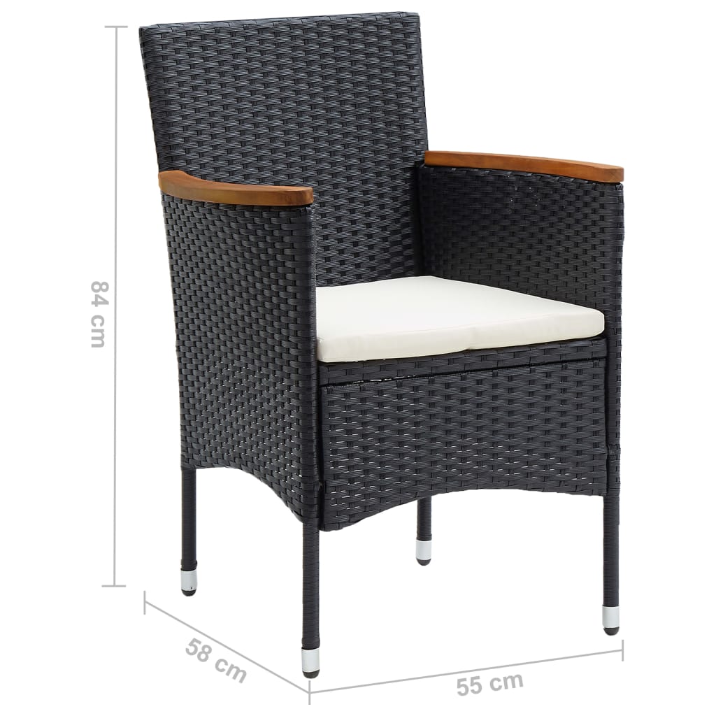 vidaXL Garden Chairs 4 pcs Poly Rattan Black
