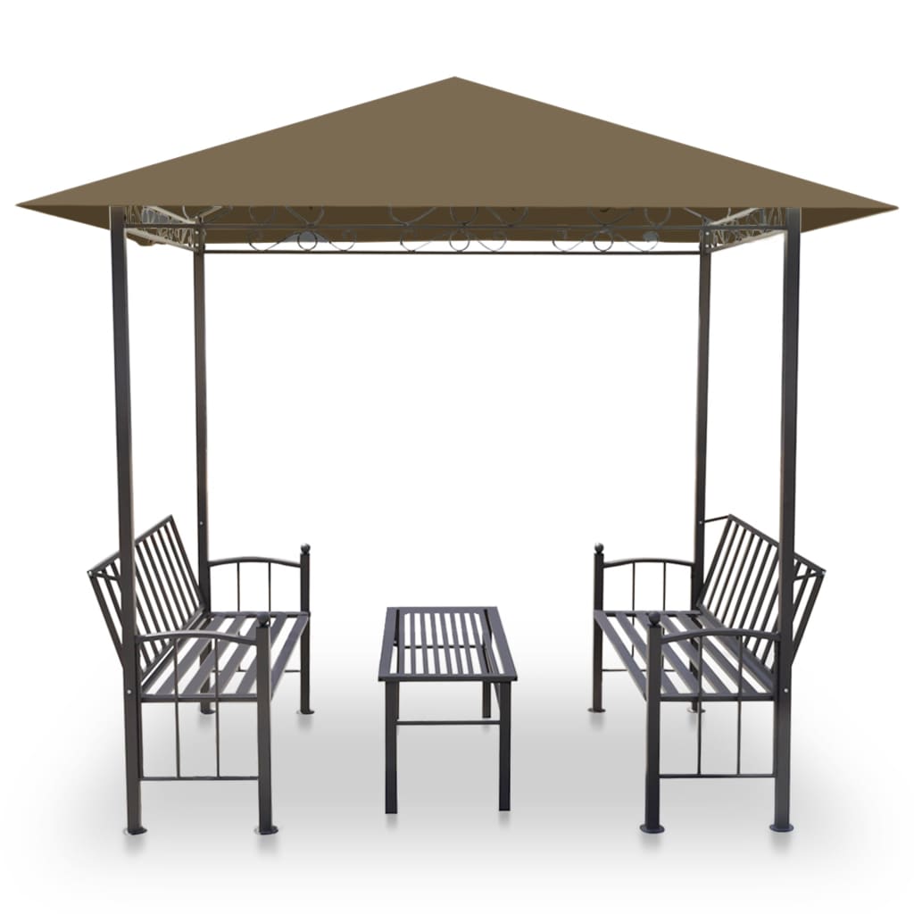 vidaXL Tuinpaviljoen met tafel en bankjes 180 g/m² 2,5x1,5x2,4 m taupe