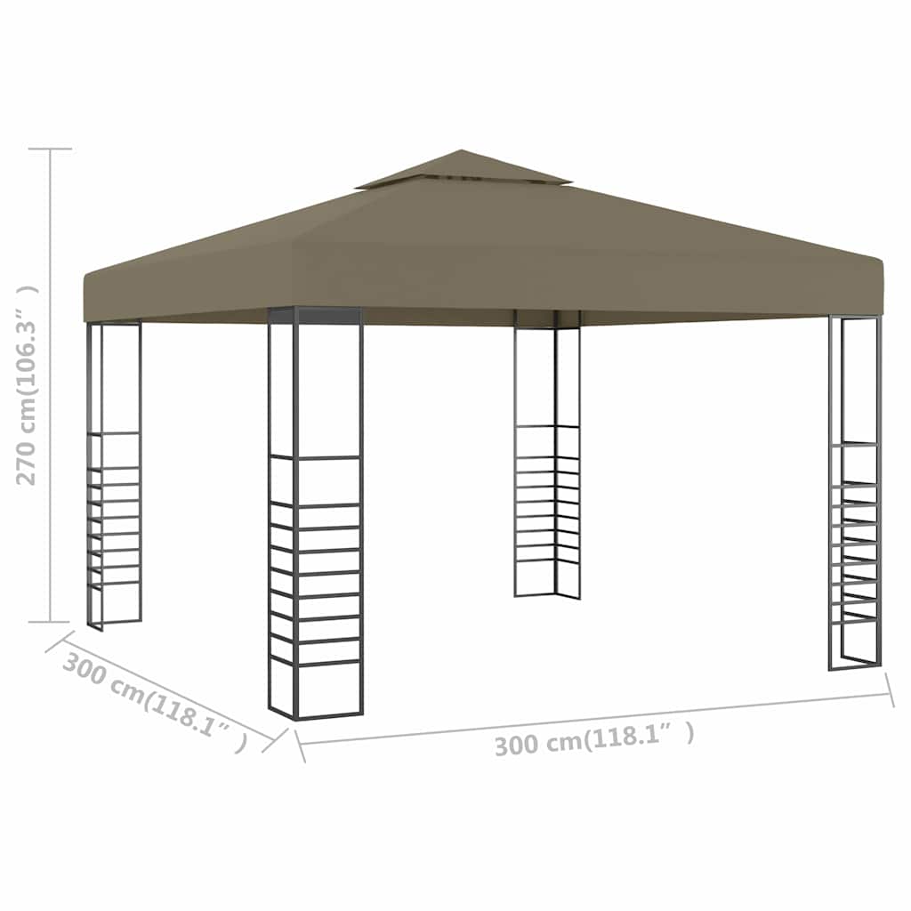 vidaXL Tuinpaviljoen 180 g/m² 3x3 m taupe