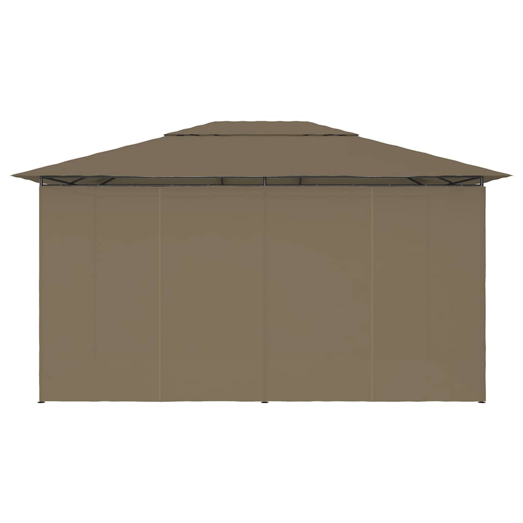 vidaXL Tuinpaviljoen met gordijnen 180 g/m² 4x3 m taupe
