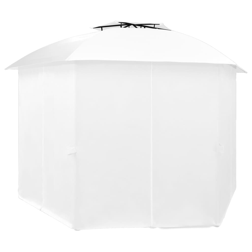 vidaXL Tuinpaviljoen met gordijnen 180 g/m² 360x312x265 cm wit