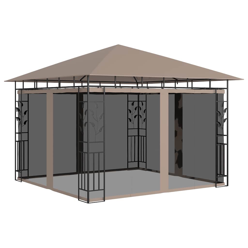 vidaXL Prieel met klamboe 3x3x2,73 m 180 g/m² taupe