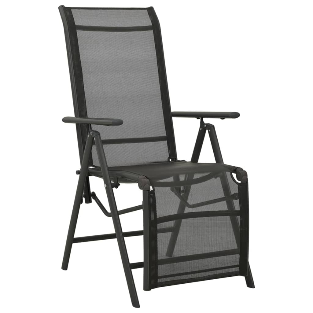 vidaXL Tuinstoelen 2 st verstelbaar textileen aluminium zwart
