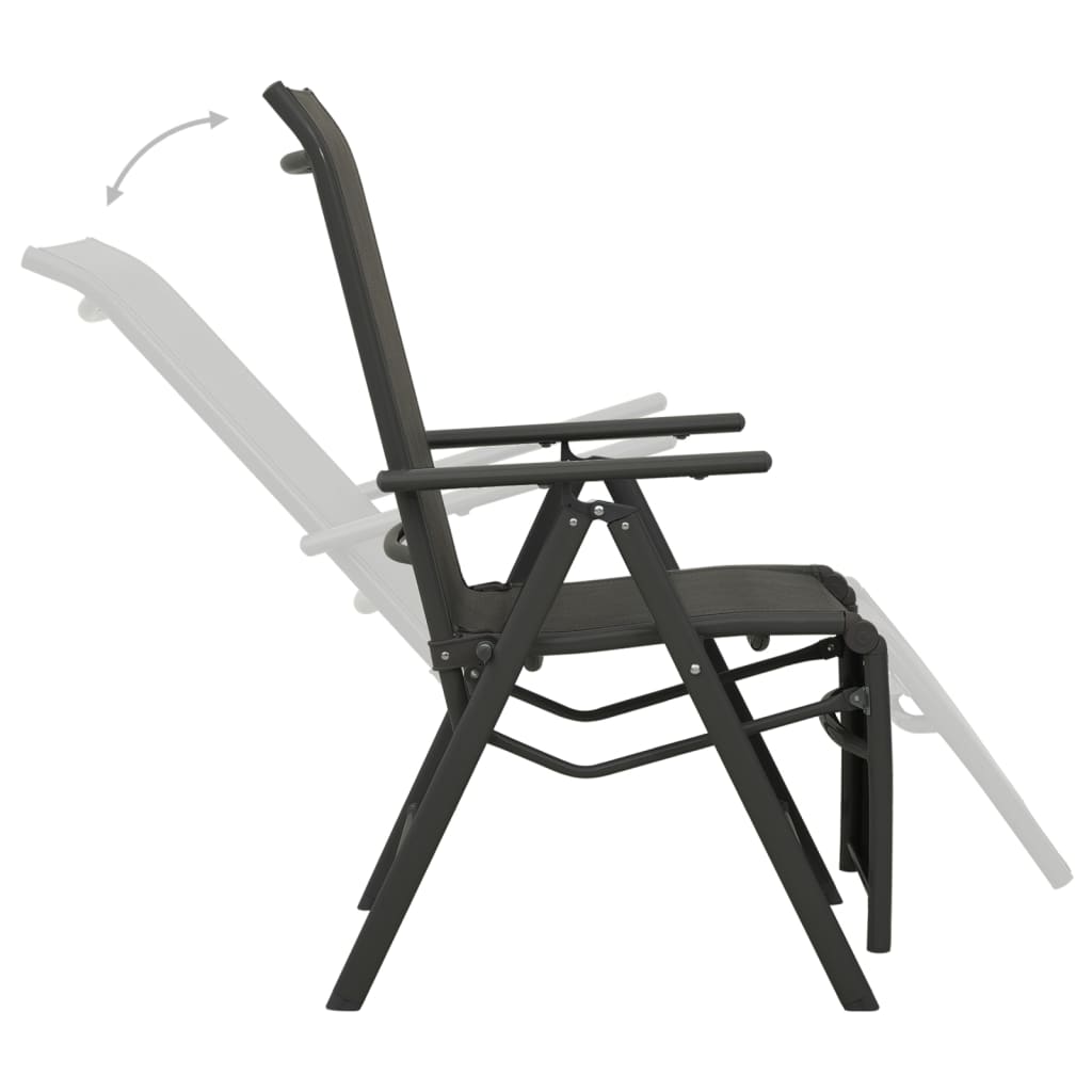 vidaXL Tuinstoelen 2 st verstelbaar textileen aluminium zwart