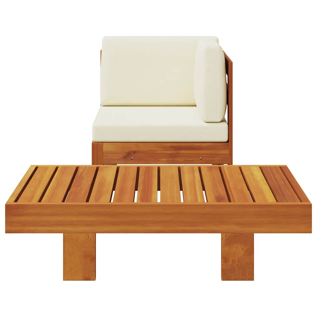 vidaXL 2-delige Loungeset met crèmewitte kussens acaciahout