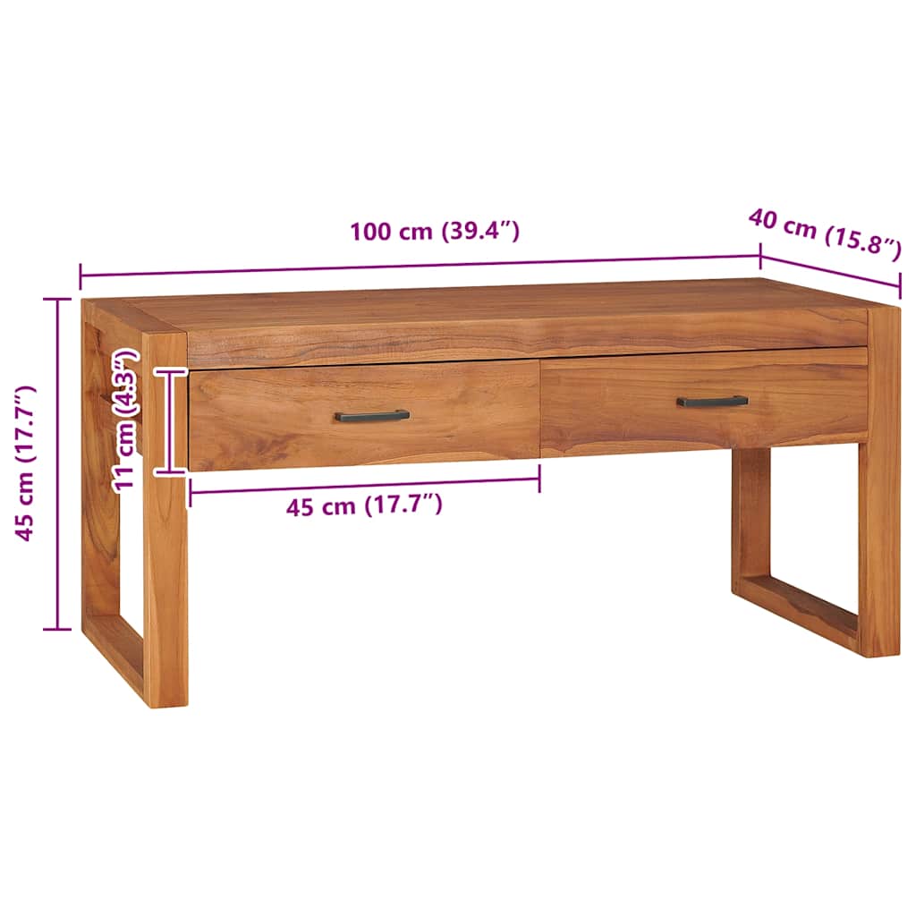 vidaXL Tv-meubel 100x40x45 cm teakhout