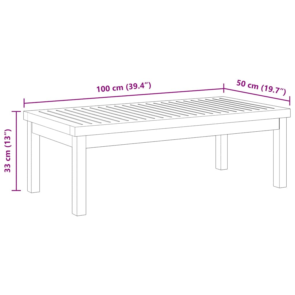 vidaXL Salontafel 100x50x33 cm massief acaciahout