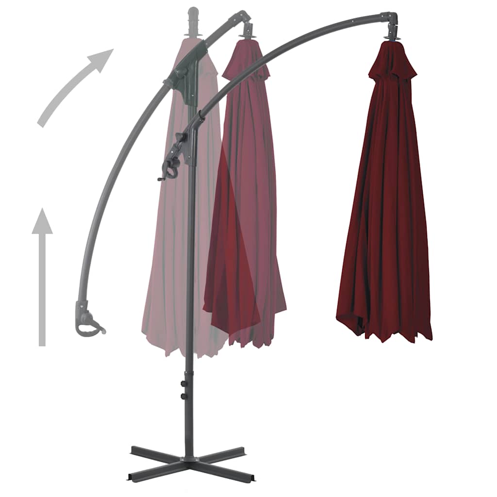 vidaXL Zweefparasol met stalen paal 250x250 cm wijnrood