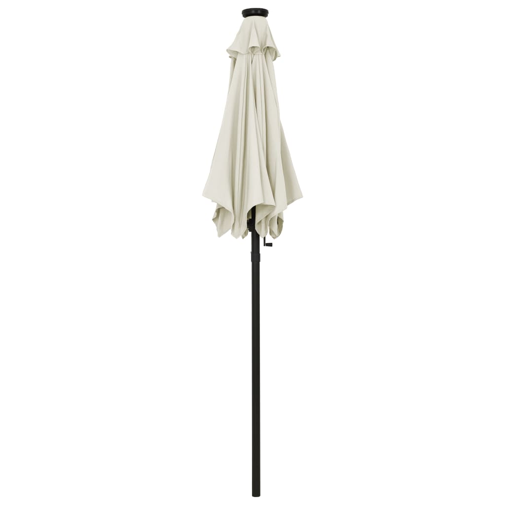 vidaXL Parasol met LED-verlichting 200x211 cm aluminium zandkleurig