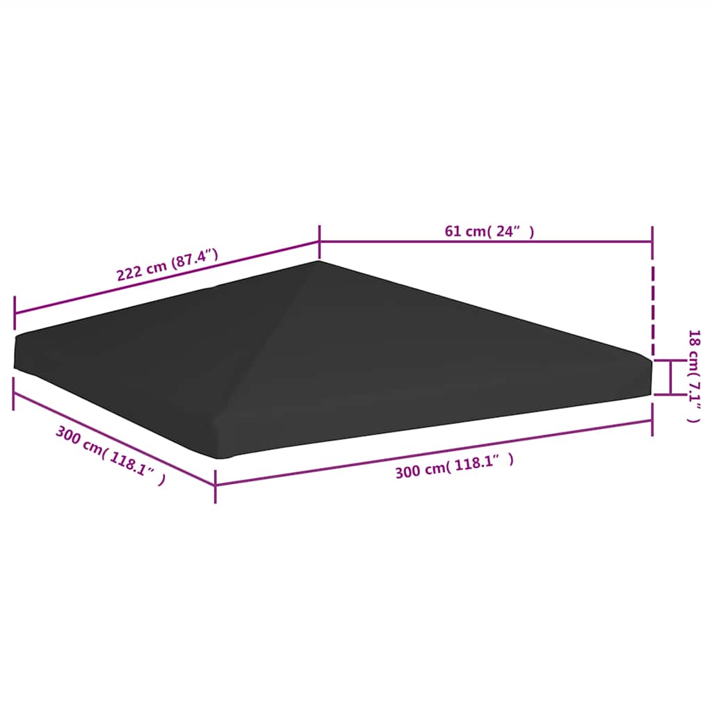 vidaXL Prieeldak 270 g/m² 3x3 m zwart