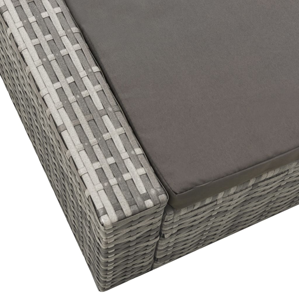 vidaXL Ligbed tweepersoons poly rattan grijs