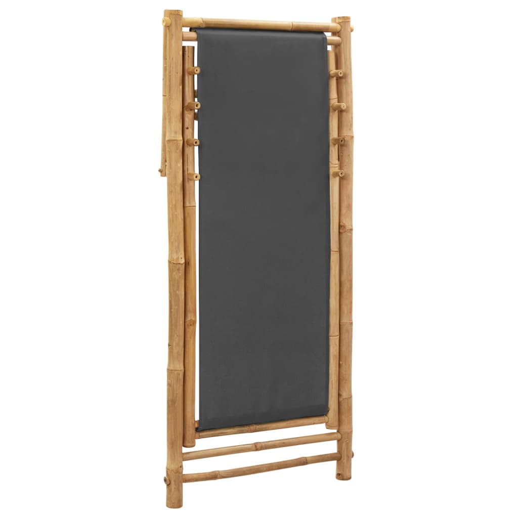 vidaXL Sunlounger bamboo and canvas dark grey