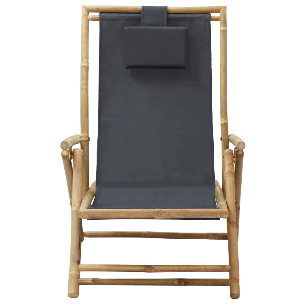 vidaXL Recliner Adjustable Bamboo and Fabric Dark Grey