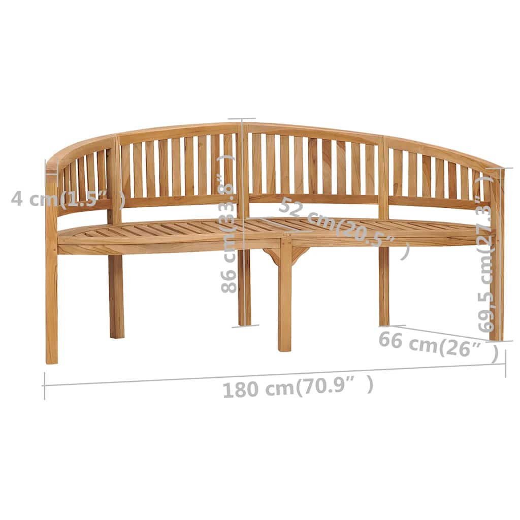 vidaXL Banana-shaped bench 180 cm solid teak wood
