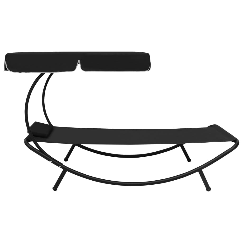 vidaXL Lounge Bed with Canopy and Cushion Black