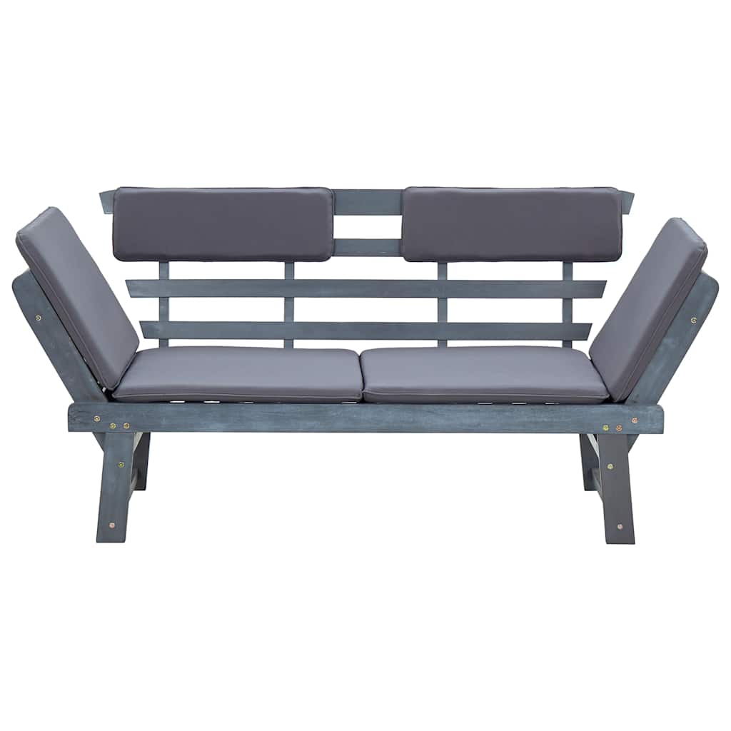 vidaXL Banquette de jardin avec coussins 2 en 1 190 cm en acacia massif gris