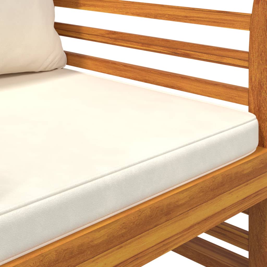 vidaXL Fauteuils 2 st met crèmewitte kussens massief acaciahout