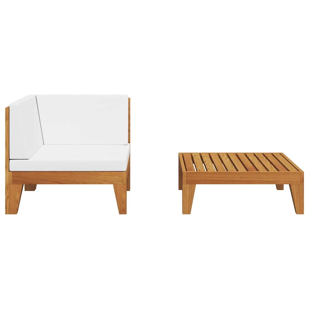 vidaXL 2-delige Loungeset met kussens massief acaciahout