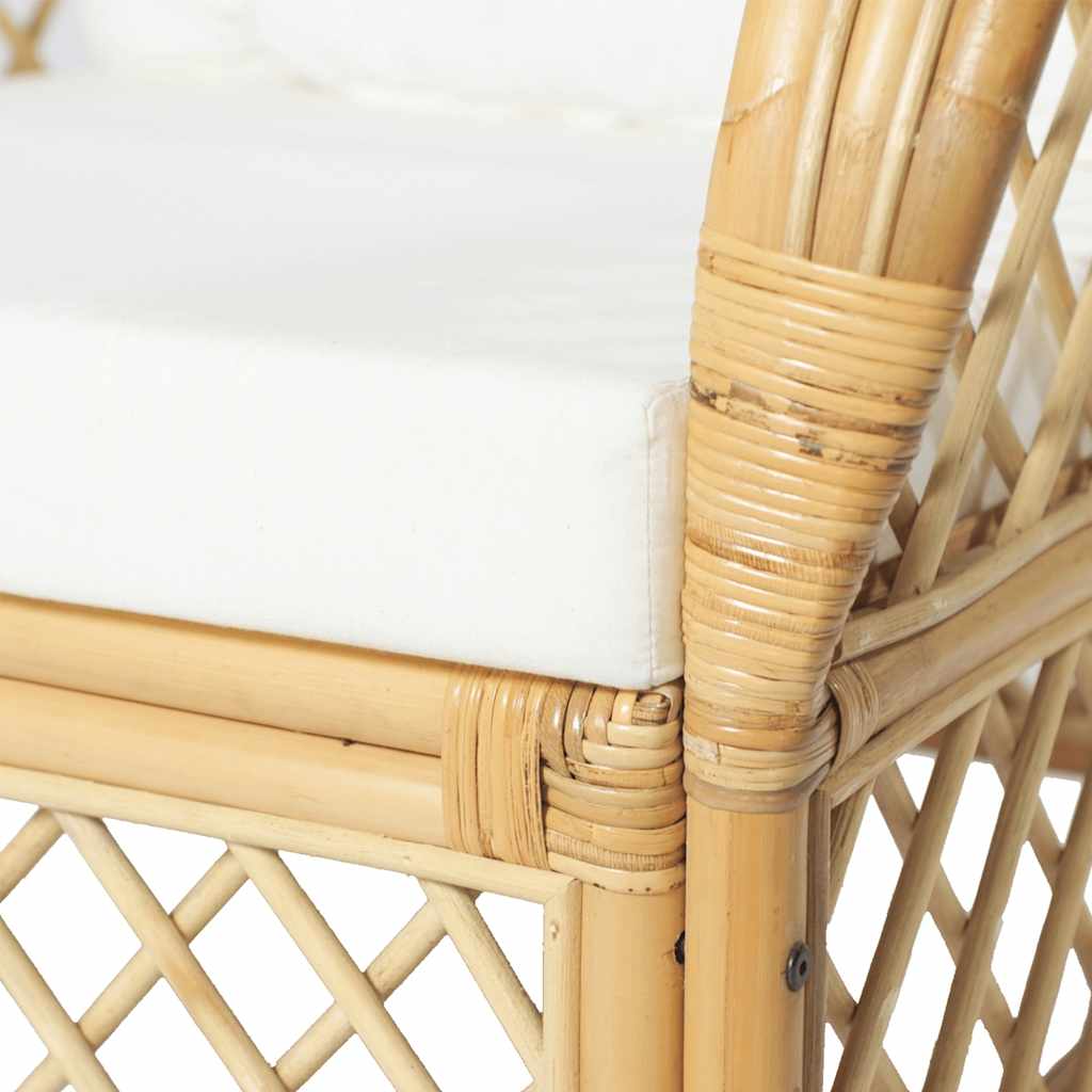 vidaXL Chair with Cushion Natural Rattan and Linen