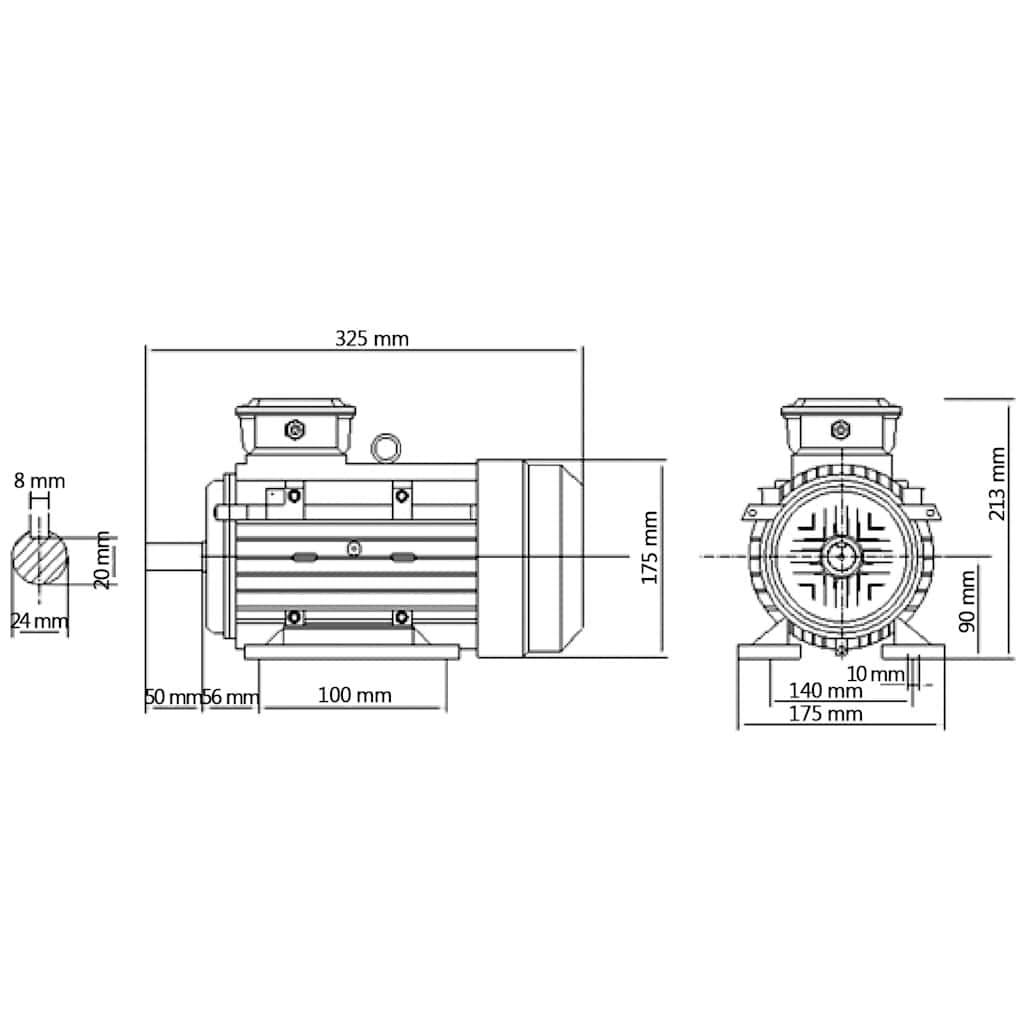 vidaXL Electric Motor 3-Phase 1.5 kW/2 hp 2-Pole 2840 rpm Aluminum