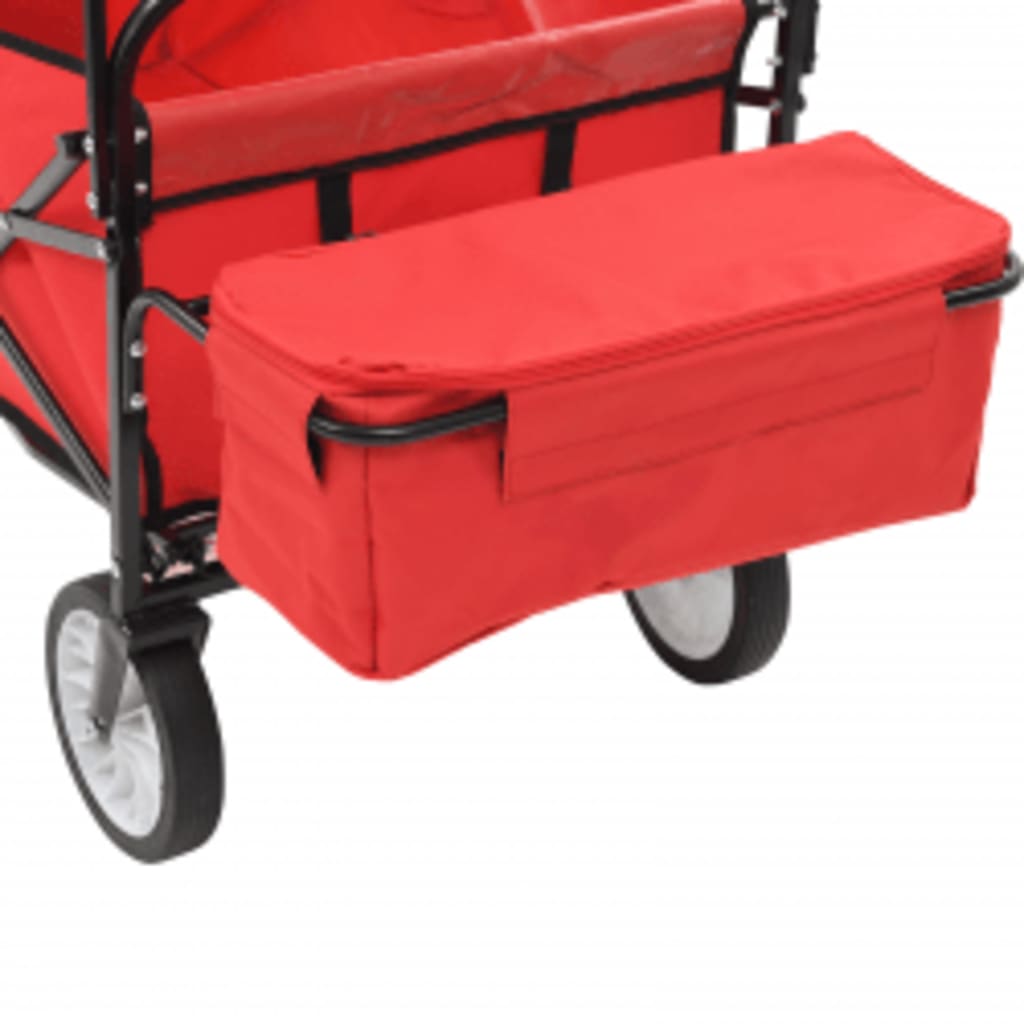 vidaXL Collapsible Hand Cart with Canopy Steel Red
