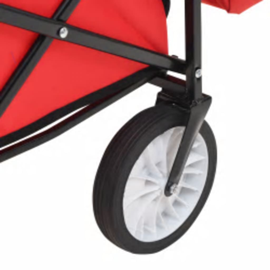 vidaXL Collapsible Hand Cart with Canopy Steel Red