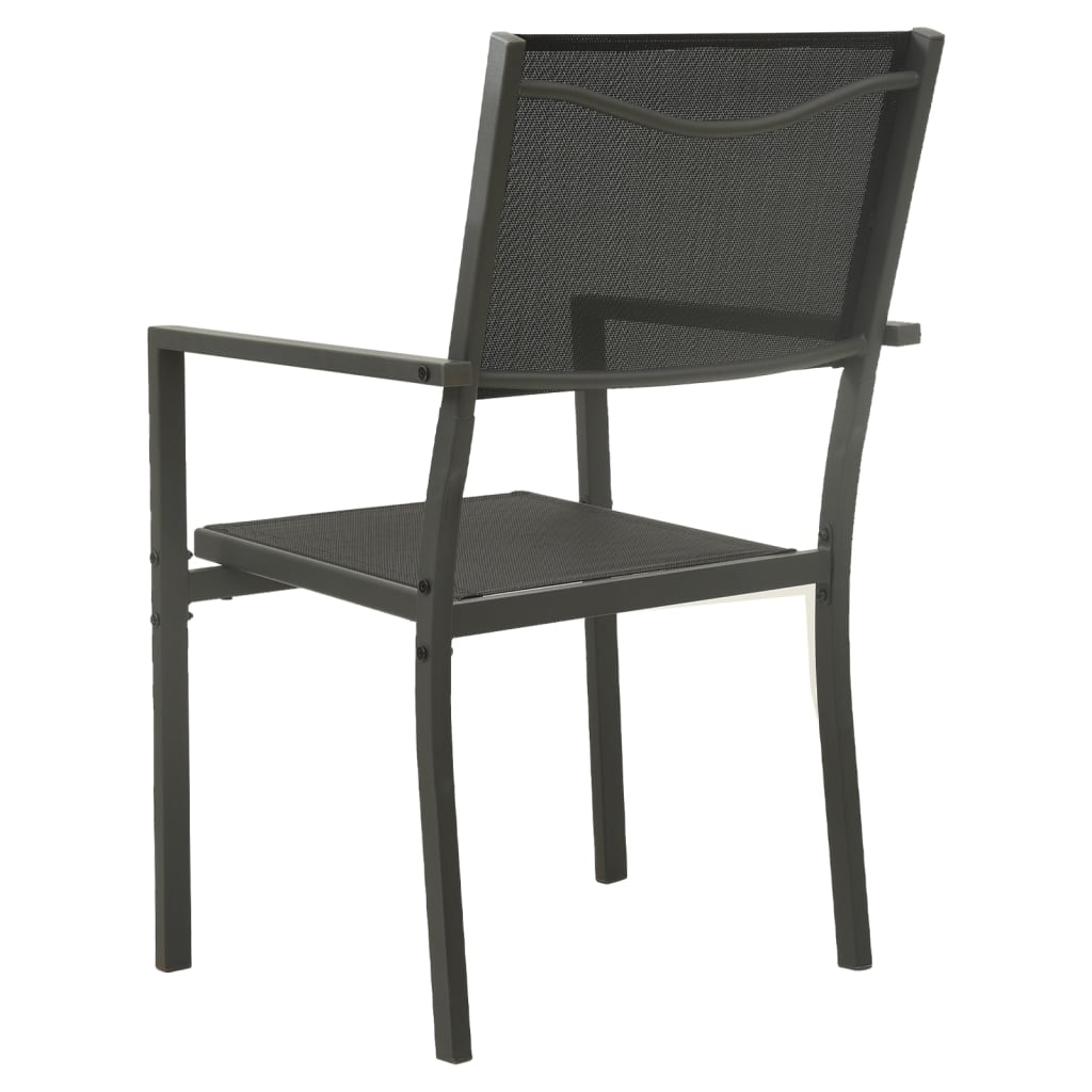 vidaXL Tuinstoelen 2 st textileen en staal zwart en antracietkleurig
