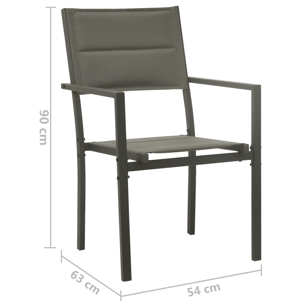 vidaXL Tuinstoelen 2 st textileen en staal grijs en antracietkleurig