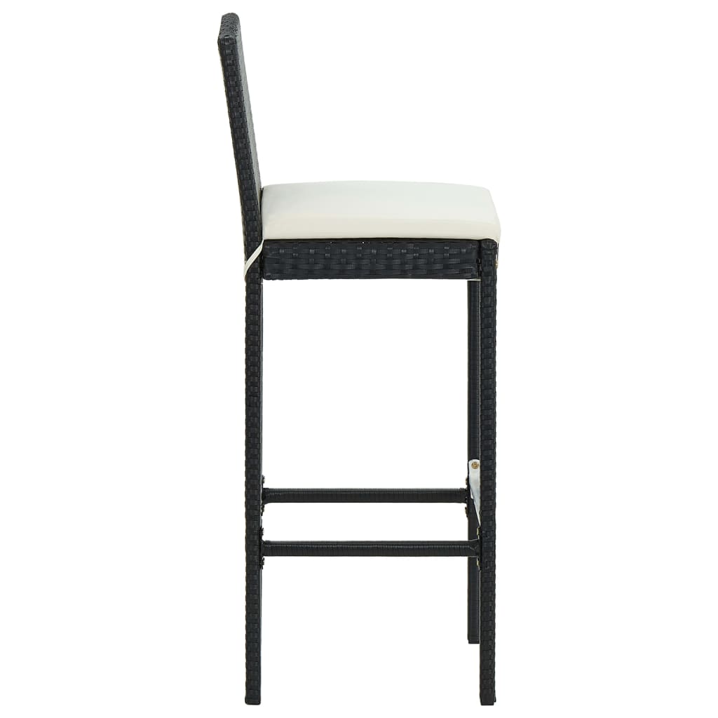 vidaXL Tapisserie de jardin avec coussins 2 pièces poly rotin noir